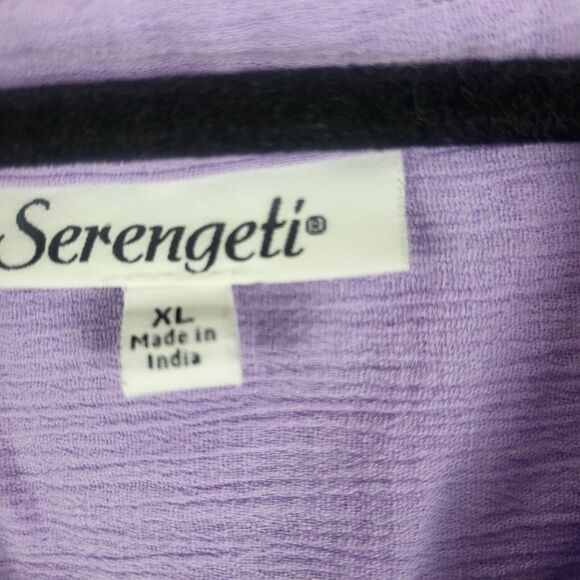 Sergenti Button Front Top XL Womens Purple Long Roll Tab Sleeve 100% Cotton - Picture 7 of 13